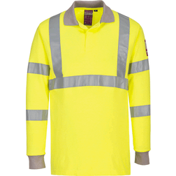 Portwest FR77 Flame Resistant Anti-Static Hi-Vis Long Sleeve Polo Shirt