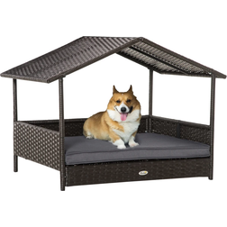 Pawhut Elevated Rattan Wicker Dog Bed