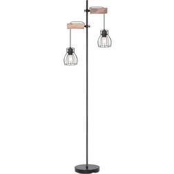 Globo Lighting Mina Black/Natural Floor Lamp 168cm