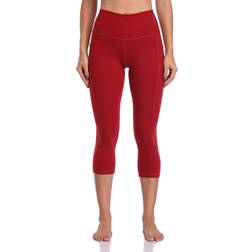 Colorfulkoala Women's High Waisted Yoga Capri - Rose Red