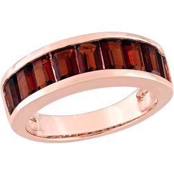 Gem & Harmony Baguettte Band Ring - Rose Gold/Garnet