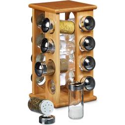 Relaxdays Bamboo Spice Rack With 16 Spice Jars