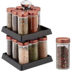 Relaxdays Rotary Carousel Spice Rack with 16 Jars