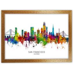 Latitude Run San Francisco California Skyline Brown Framed Art 88x64cm