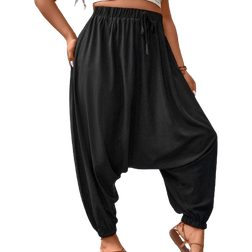 Shein LUNE Plus Knot Waist Drop Crotch Pants