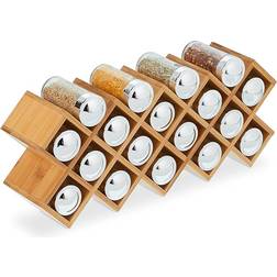 Relaxdays 10031468 Bamboo Spice Rack 18 Jars