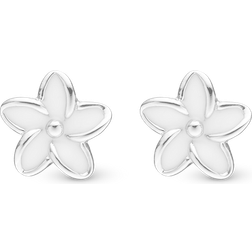 Christina Design Enamel Flowers Earrings - Silver/White