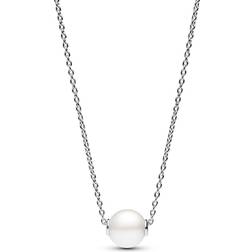 Pandora Treated Cultured Collier Necklace - Silver/Pearl/Transparent