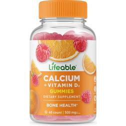 Lifeable Calcium + Vitamin D3 Gummies Natural Fruit 60 pcs