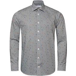 Eton Signature Twill with American Football Players Pattern Shirt - Navy Blue