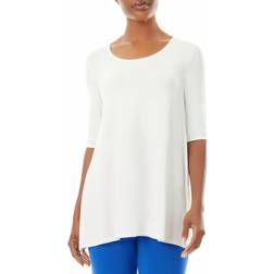 Ming Wang Crew Neck Jersey Knit Tunic - White