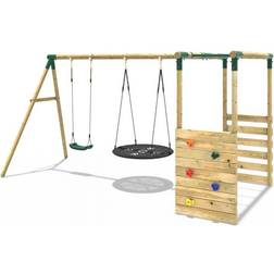 Rebo Monkey Bars Meteorite, Green Wooden Children's Garden Swing Set with Monkey Bars
