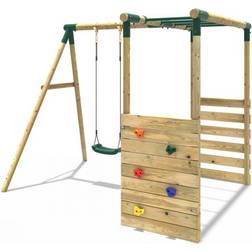 Rebo Monkey Bars Solar, Green Wooden Children's Garden Swing Set with Monkey Bars