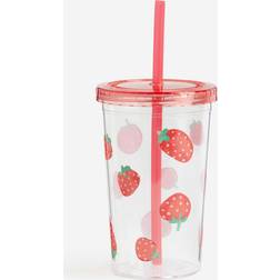 H&M Patterned plastic mug straw Red Travel Mug