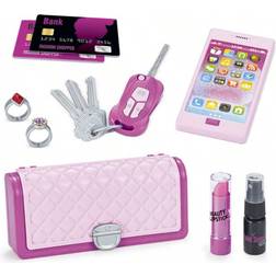 Shein Kids Role Play Pretend Makeup Toy Set For Girls- Handbag, Mobile Phone, Car Key, Comb & Cosmetics Kit. Great For Learning To Dress Up & As Birthday Or