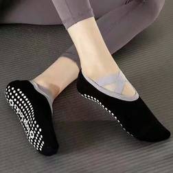 Shein 1Pair Professional Women Yoga Socks Silicone Anti-Slip Ballet Pilates Socks Women Backless Breathable Bandage Dance Sports Socks