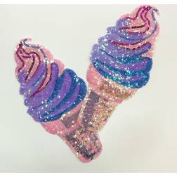 Shein 2pcs Glitter Sequined Ice Cream Applique Patch With Embroidery