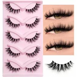 Shein Pairs Cat Eye Eyelashes D Fluffy Natural Long Full Strip Lashes Transparent Plastic Band Manga False Eyelashes
