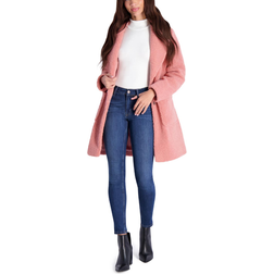 French Connection Women's Faux Shearling Teddy Lapel Midi Coat - Coral Pink