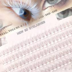 Shein White Hot Melt Eyelash For Personal Diy, Waterproof, Natural, Soft, Curly, Thick, 40d, 14mm, 100pcs, 5 Rows/Pack, Suitable For Holidays, Parties, Wedd