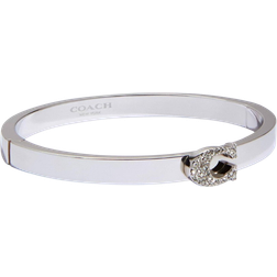 Coach Pave Signature Hinged Bangle - Silver/Transparent