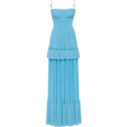 Milla Jeans Diesel Woman Sky-Blue Spaghetti Strap Pleated Maxi Dress - Black