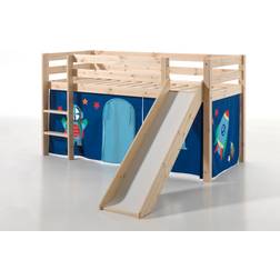 Vipack Miniloftsäng med Gardin Rutschkana och Tunnel Astronaut