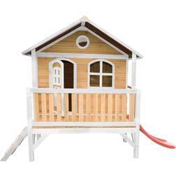 Axi Stef Playhouse Brown White with Red Slide