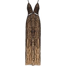 Milla Gala-worthy beige maxi dress covered in black sequined ornament, Smoky Quartz