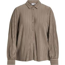 Vila Kerasi Plisee L/S Shirt - Brown