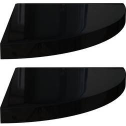 vidaXL 323911 High Gloss Black Wall Shelf 13.8" 2pcs