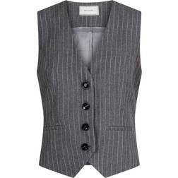 Neo Noir Vendetta Pinstripe Waistcoat - Grey Melange