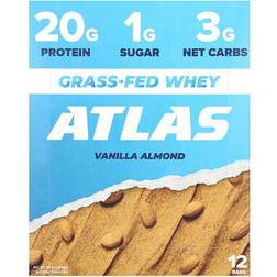 Atlas Bar, Grass-Fed Whey Protein Bar, Vanilla Almond, 12 12