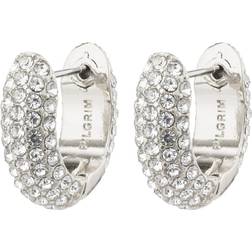 Pilgrim Lona Chunky Huggie Hoops Earrings - Silver/Transparent