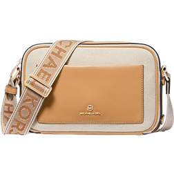 Michael Kors Maeve Large Canvas and Smooth Crossbody Bag - Pale Peanut