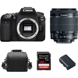 Canon EOS 90D KIT EF-S 18-55mm IS STM SANDISK 128GB Bag LP-E6N Battery