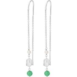 Pernille Corydon Ocean Hope Earchains - Silver/Pearls/Green
