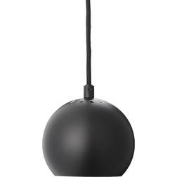 Frandsen Ball Pendelleuchte Matt Ø12 cm - Schwarz/Matt/H x Ø 10 x 12 cm Textilkabel Schwarz/Kunststoff Baldachin Schwarz/E14/220V/Leuchtmittel Lampada a Sospensione 12cm