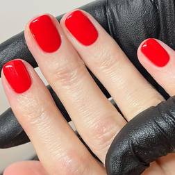 Shein pcs Reusable Acrylic Short Square False Nails Set With pc Jelly Glue And pc Nail File In Bright Red Color