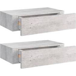 vidaXL 330252 Concrete Grey Estantería de Pared 40cm 2pcs