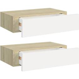 vidaXL 330250 Oak/White Væghylde 40cm 2stk