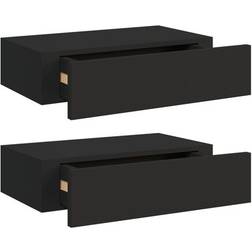 vidaXL 330244 Black Étagère Murale 40cm 2pcs