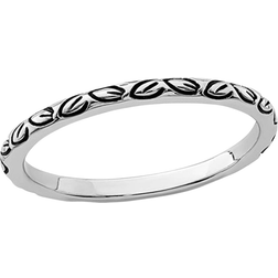 Gem & Harmony Antiqued Leaf Ring Band - Silver/Black