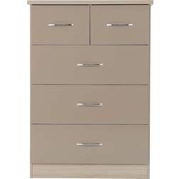 SECONIQUE Nevada Oyster Gloss/Light Oak Chest of Drawer 81x115.5cm