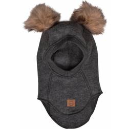 Mikk-Line Wool Balaclava Pom Poms - Anthracite Melange (50036)