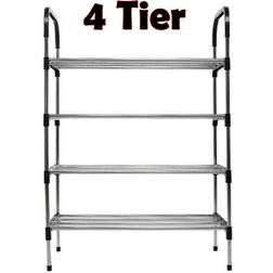 True Face 4 Tier Silver Shoe Rack 95x60cm