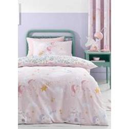 Catherine Lansfield Fairytale Unicorn Duvet Cover Pink, Green