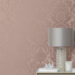 Dunelm Crown Signature Damask Rose Wallpaper Rose Gold