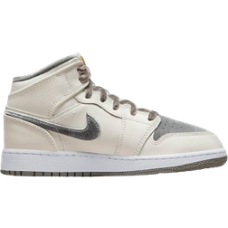 Nike Air Jordan 1 Mid SE GS - Sail/Metallic Gold/Flat Pewter