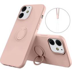 MTP Products iPhone 13 Liquid Silikone Cover med Ring Holder Pink